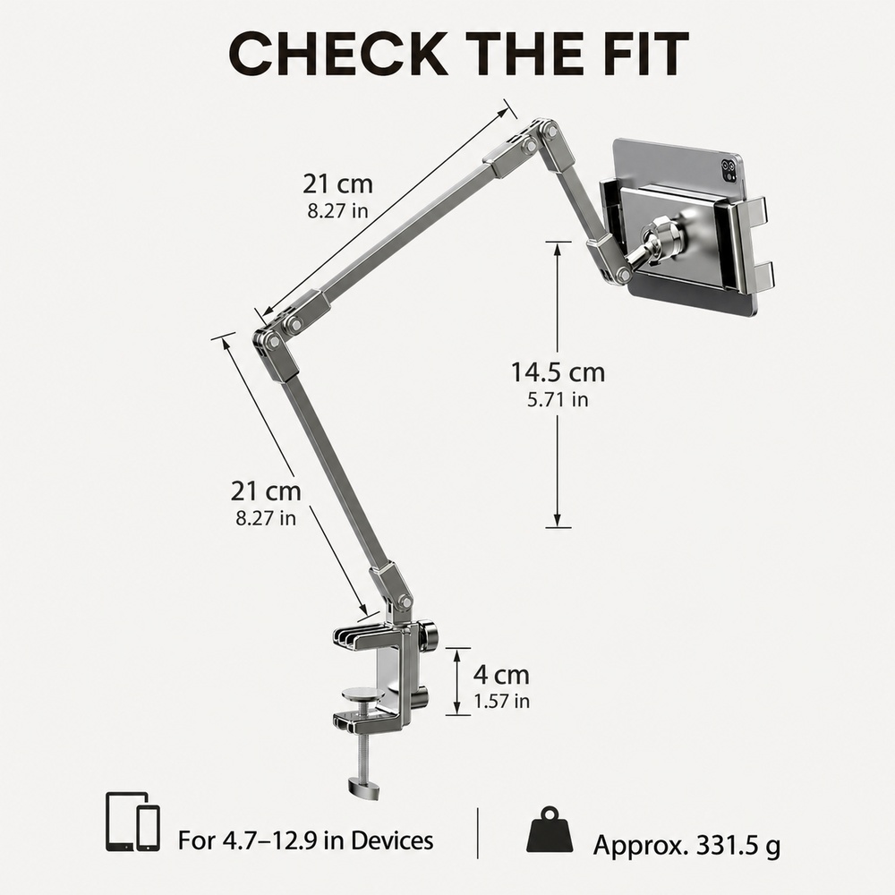 調節可能なベッド用電話ホルダースタンド、4.7～12.9イン - Taco Stand Holder のレビューと価格