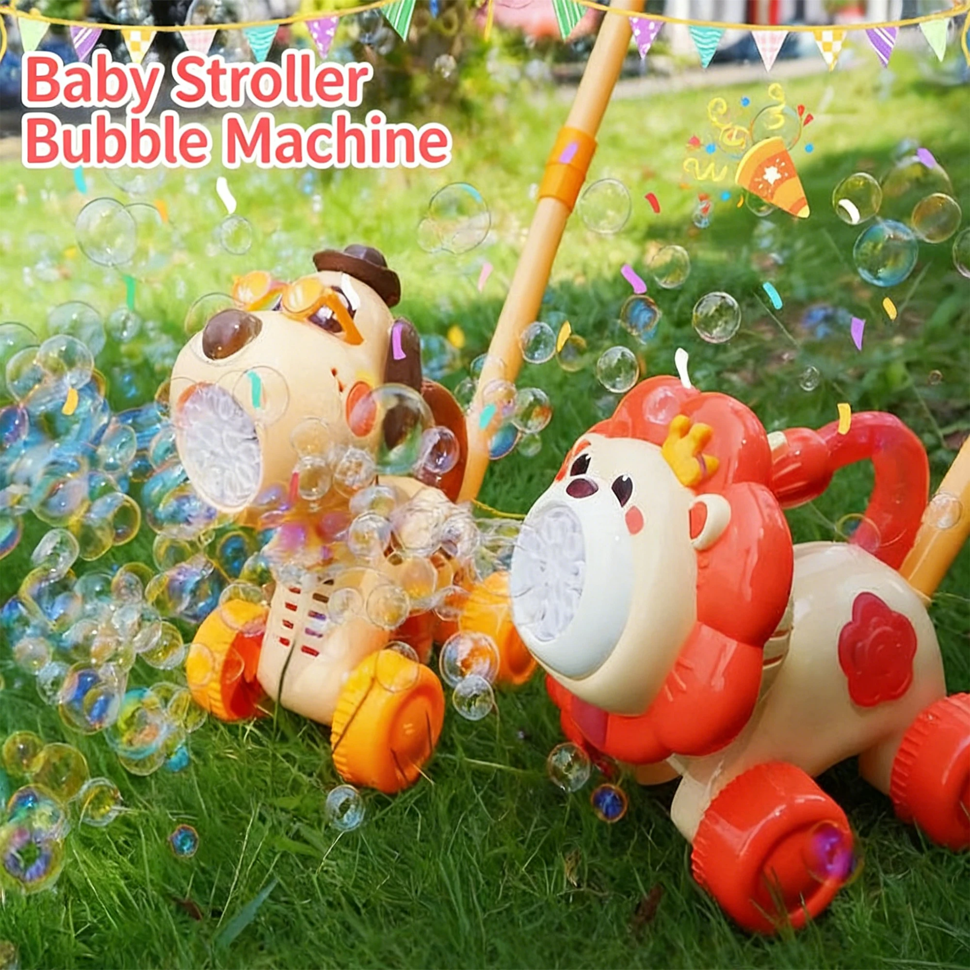 2in1電動バブルカート犬ライオン自動シャボン玉発生機幼児用 - Hot Dog Press のレビューと価格